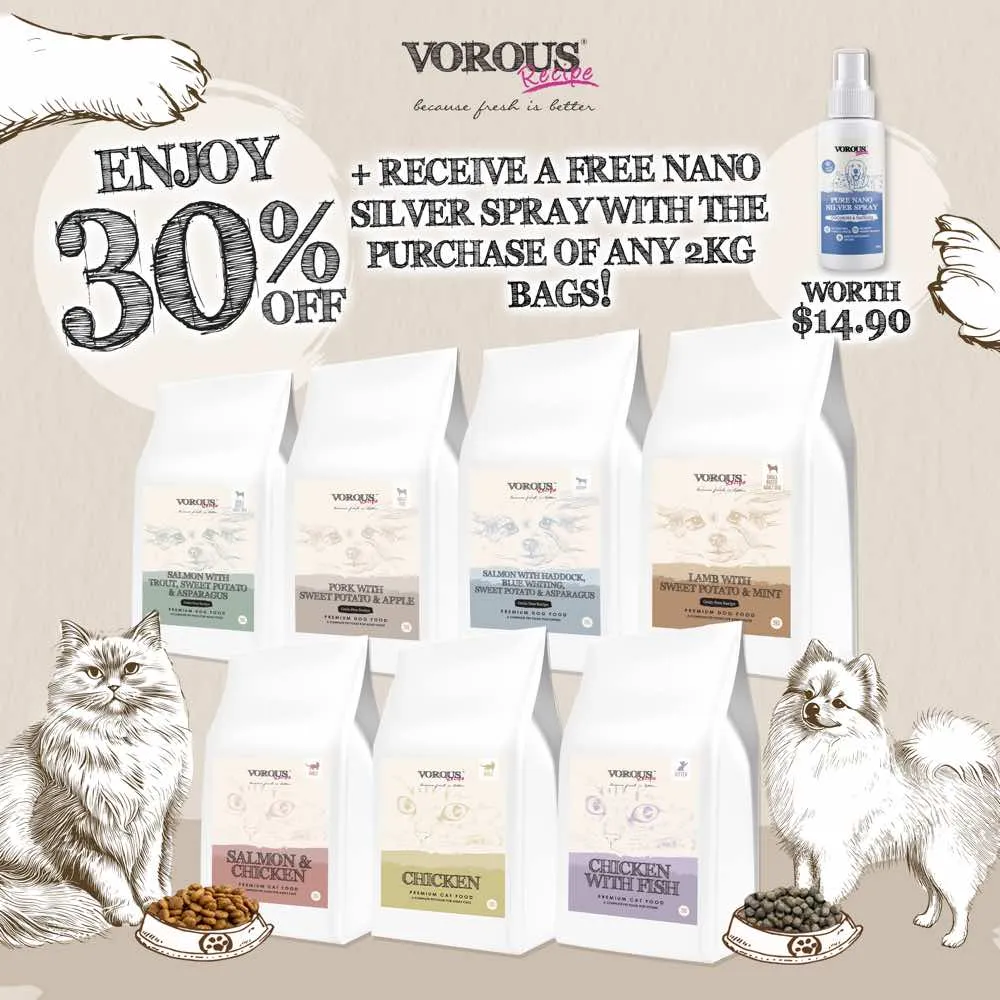 '30% OFF FREE GIFT': Vorous Salmon & Chicken With Rice Adult Dry Cat Food
