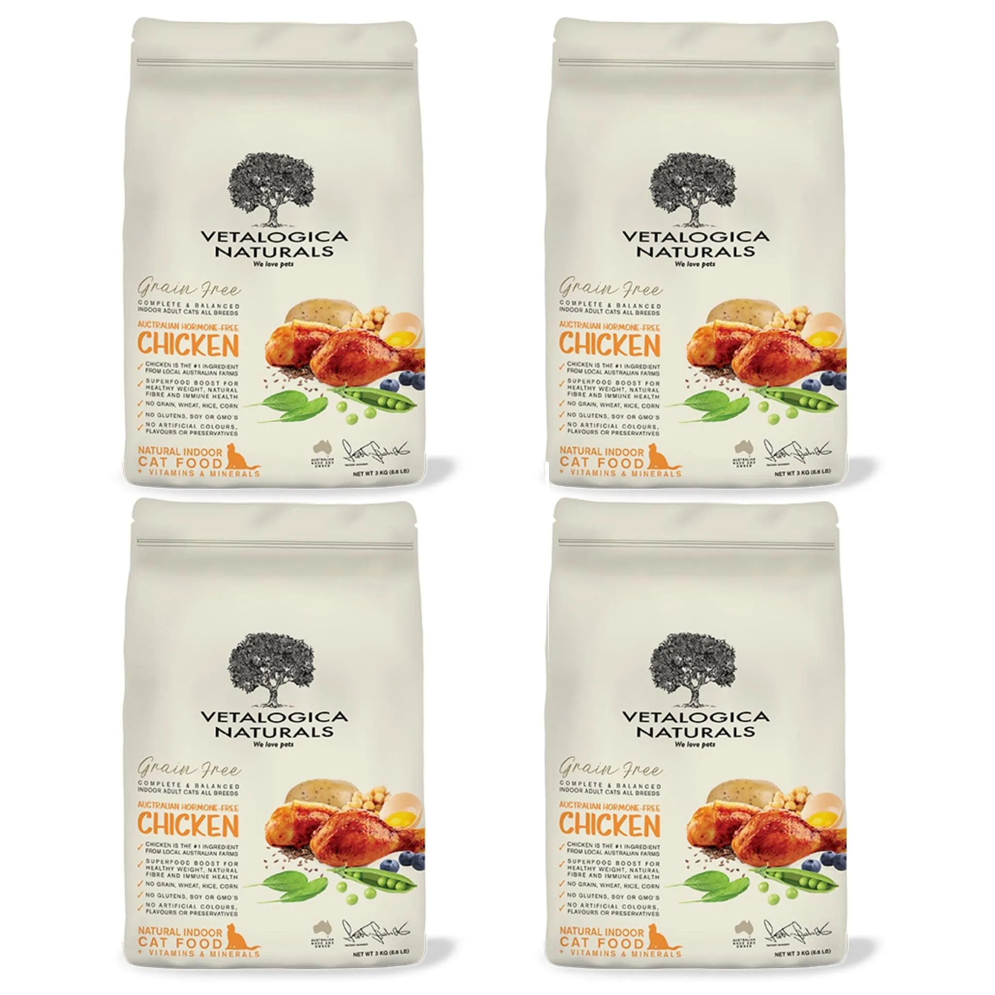 4 x 100g Vetalogica Naturals Grain Free Chicken Indoor Adult Cat Food Samples