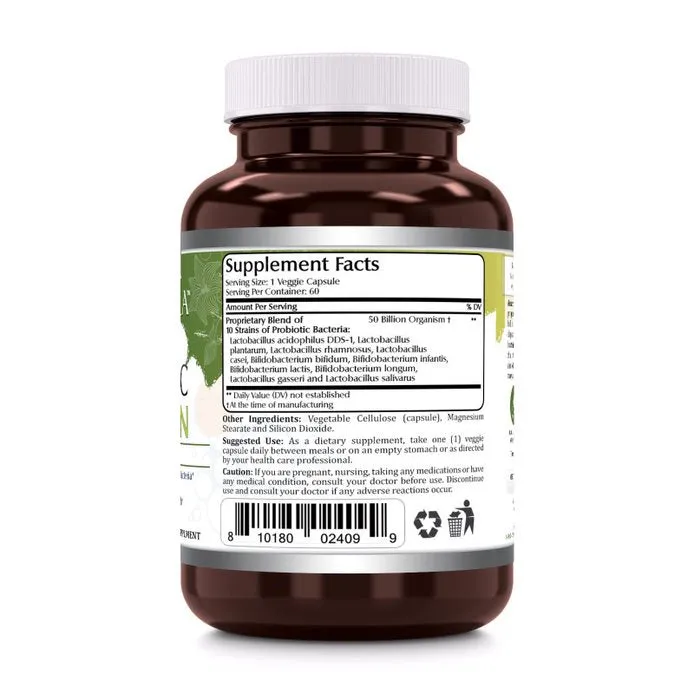 Amazing Flora Probiotic 50 Billion | 10 Strains | 60 Veggie Capsules