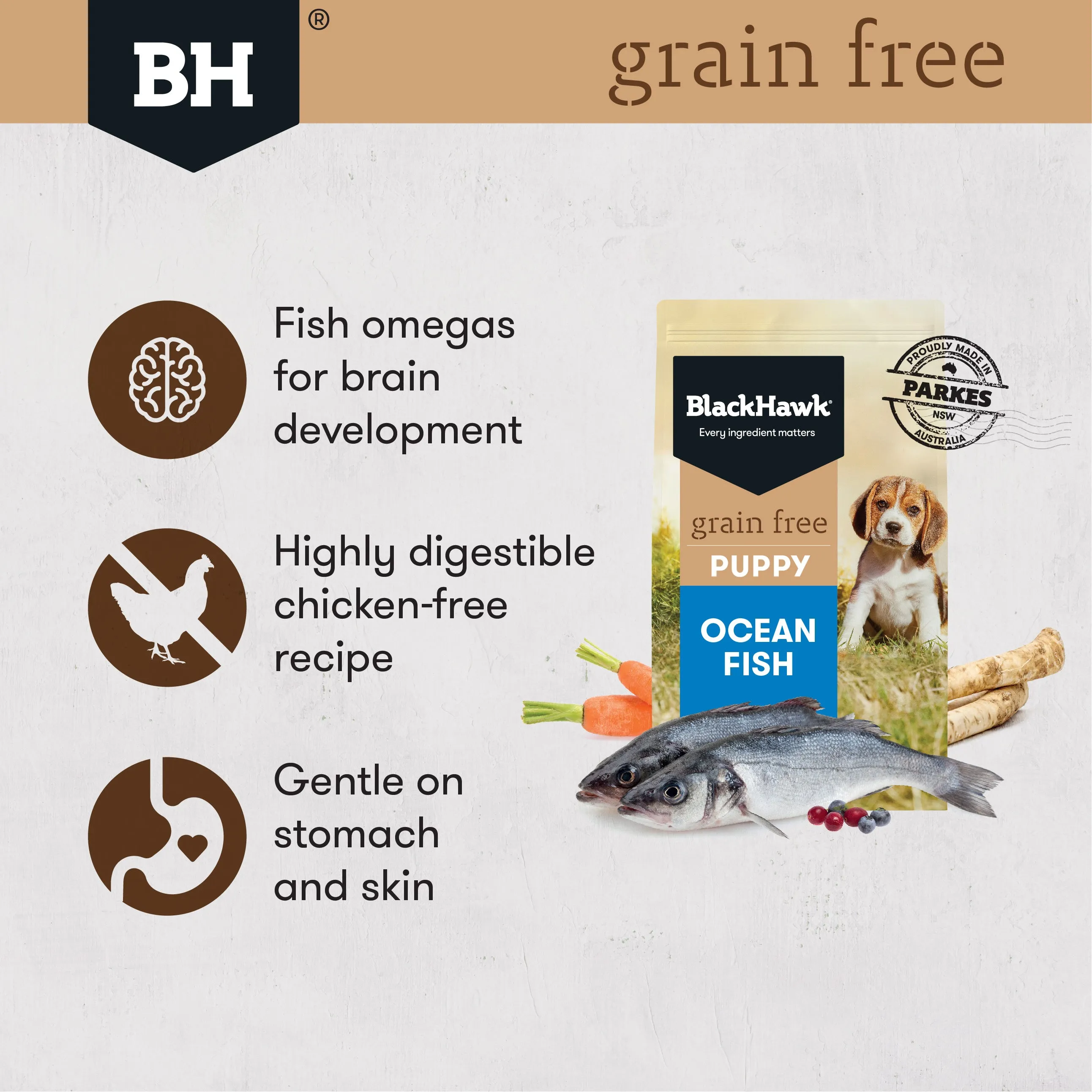 Black Hawk Puppy Grain Free Ocean Fish Dry Dog Food