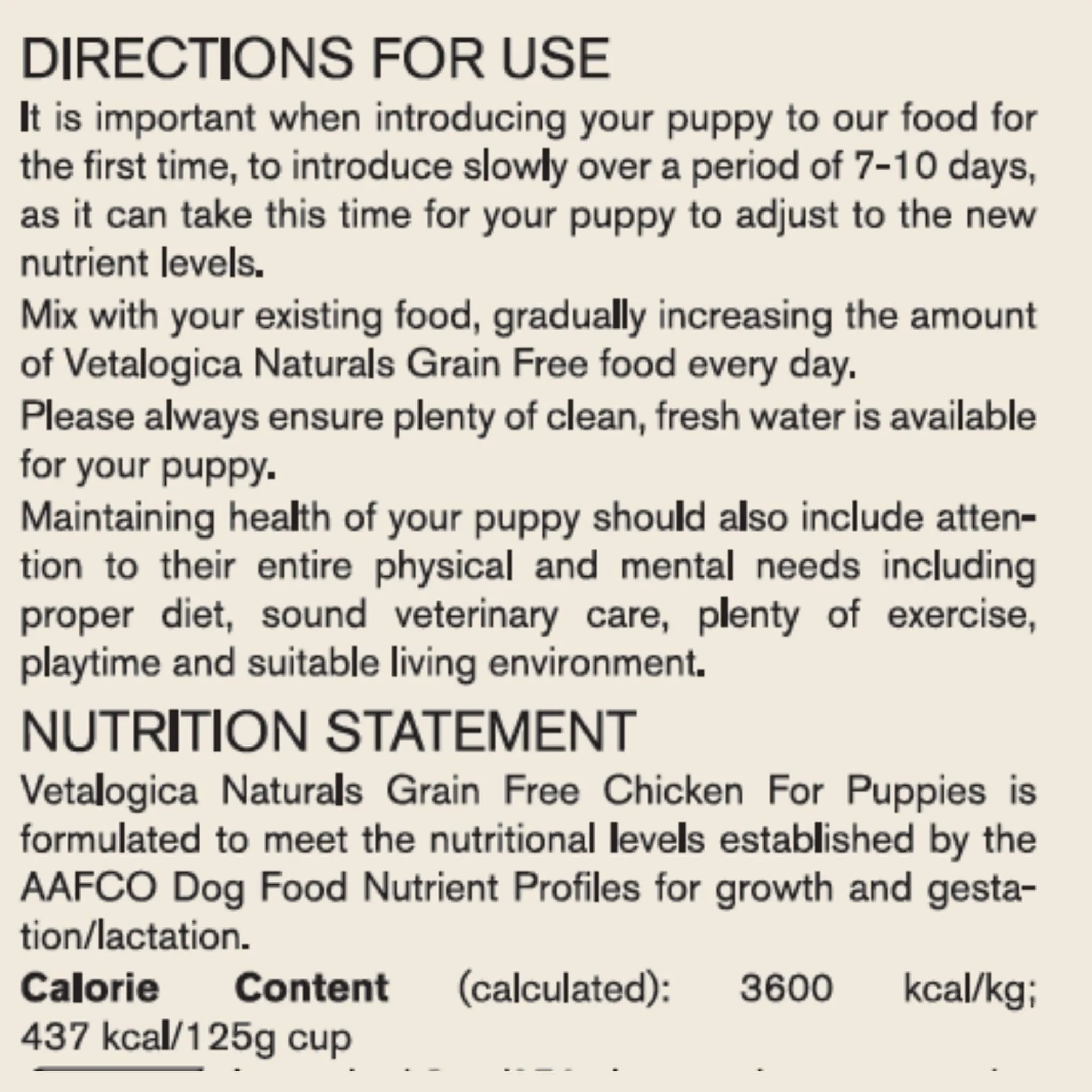 Bundle Pack of 2 x Vetalogica Naturals Grain Free Chicken Puppy Food 3kg