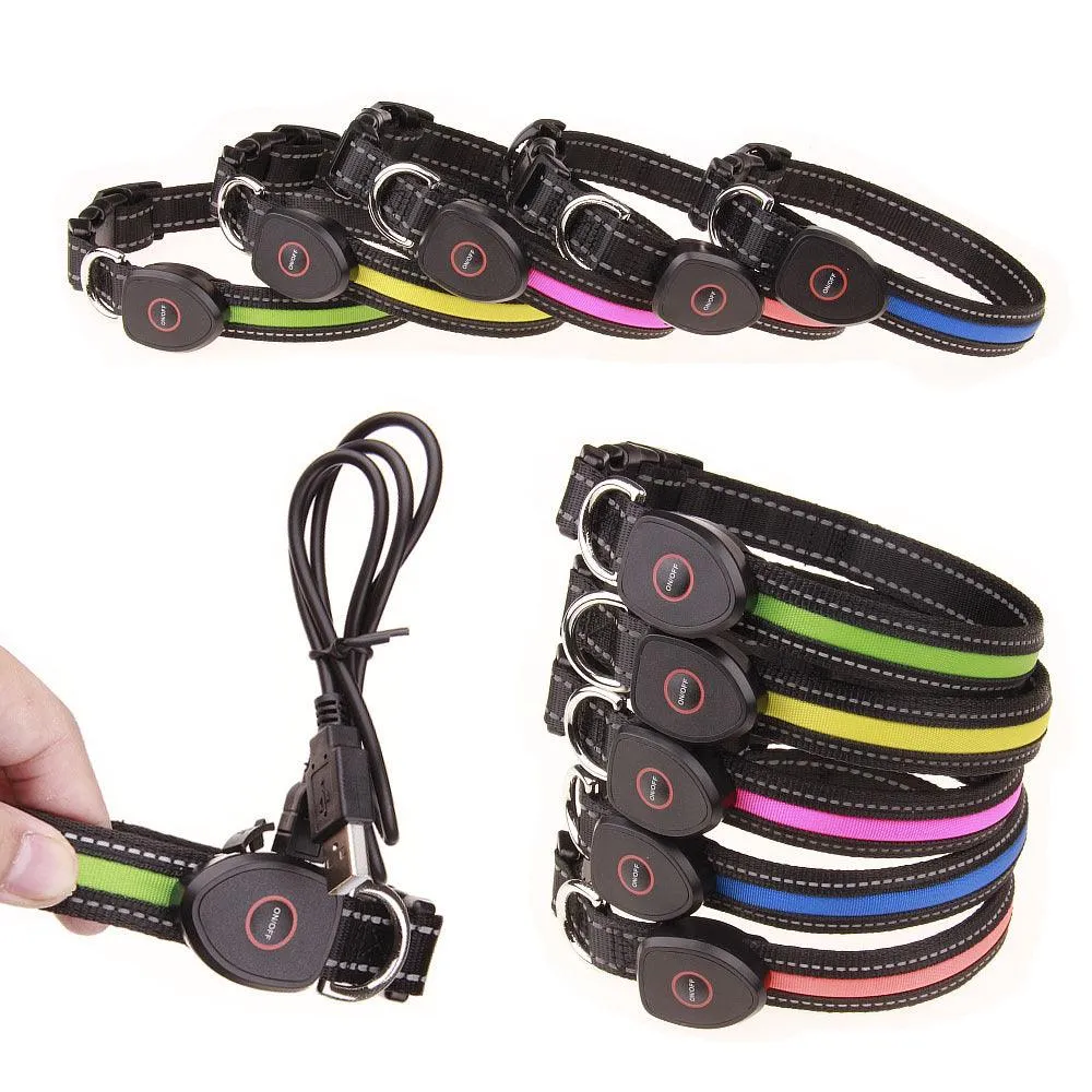 Cute Rechargeable LED Luminous Nylon Dog Collar