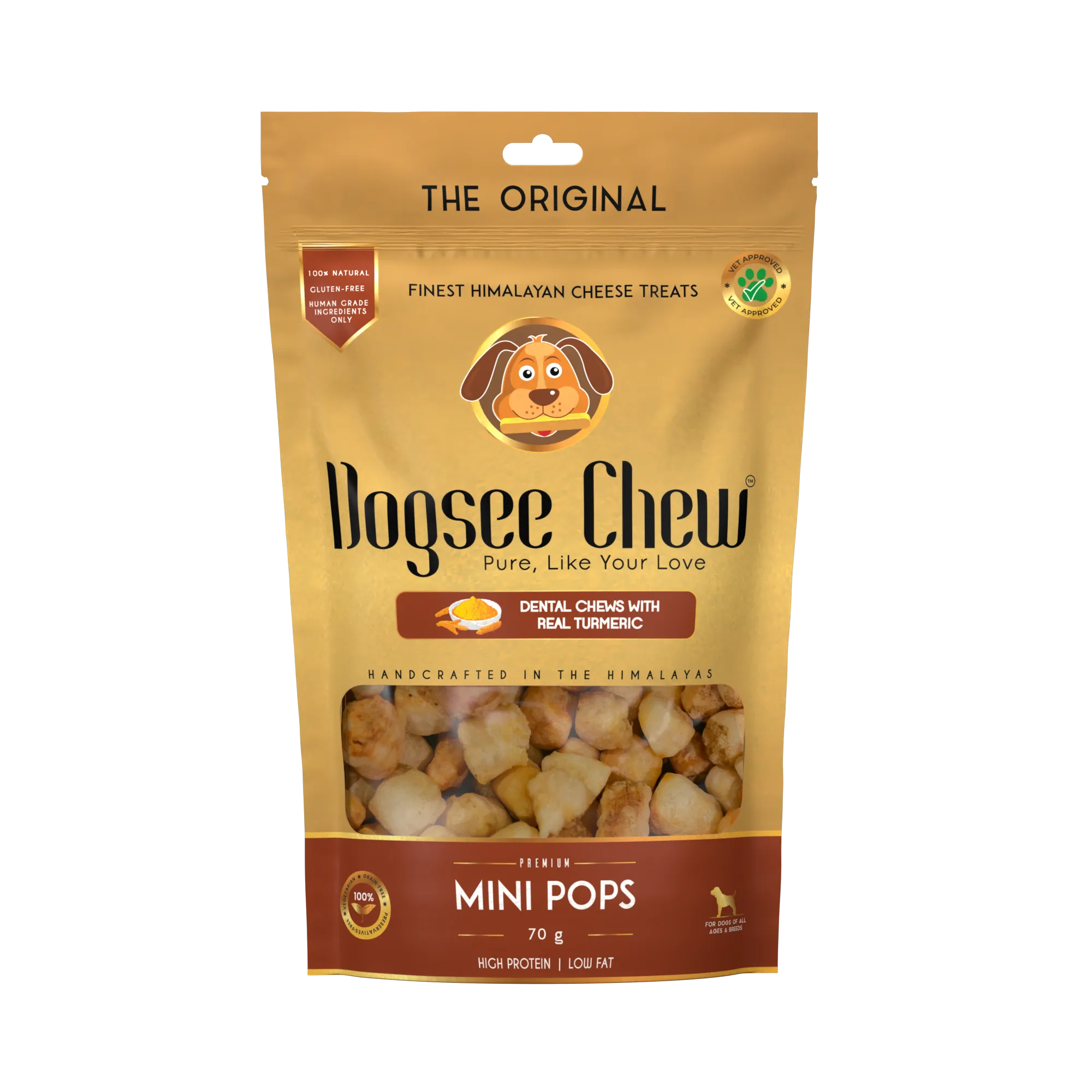 Dogsee Dog Chew Mini Pops Dental Treats with Real Turmeric 70g