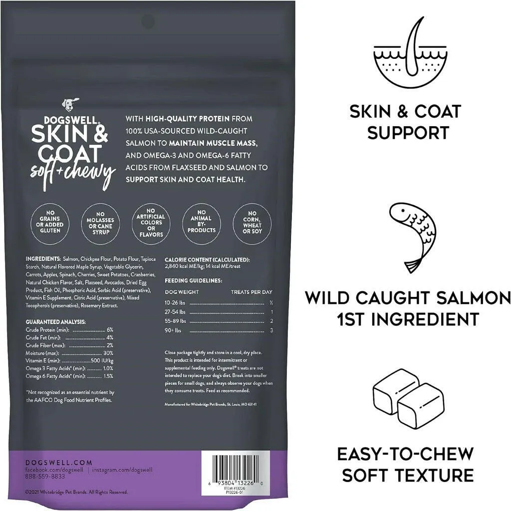 Dogswell Skin & Coat Soft & Chewy Salmon Flavored Treats for Dogs 14 oz