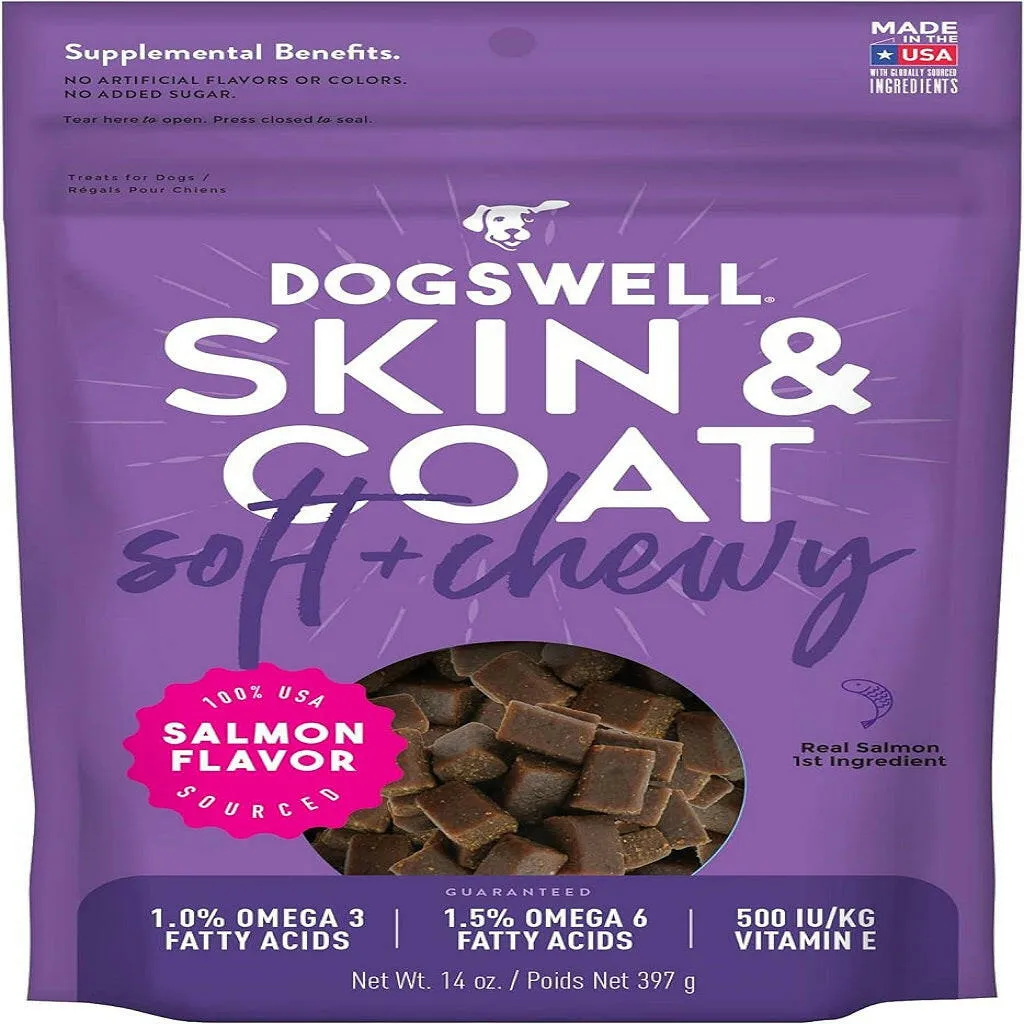Dogswell Skin & Coat Soft & Chewy Salmon Flavored Treats for Dogs 14 oz