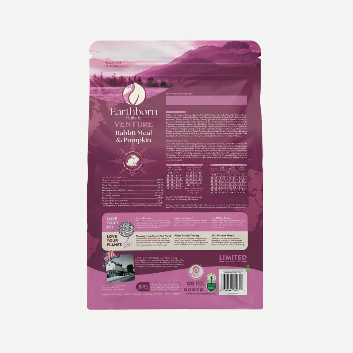 Earthborn Holistic Venture Grain Free Rabbit Meal and Pumpkin Dry Dog Food