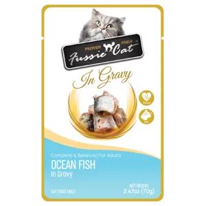Fussie Cat Premium Oceanfish in Gravy Wet Cat, 2.47-oz Pouch