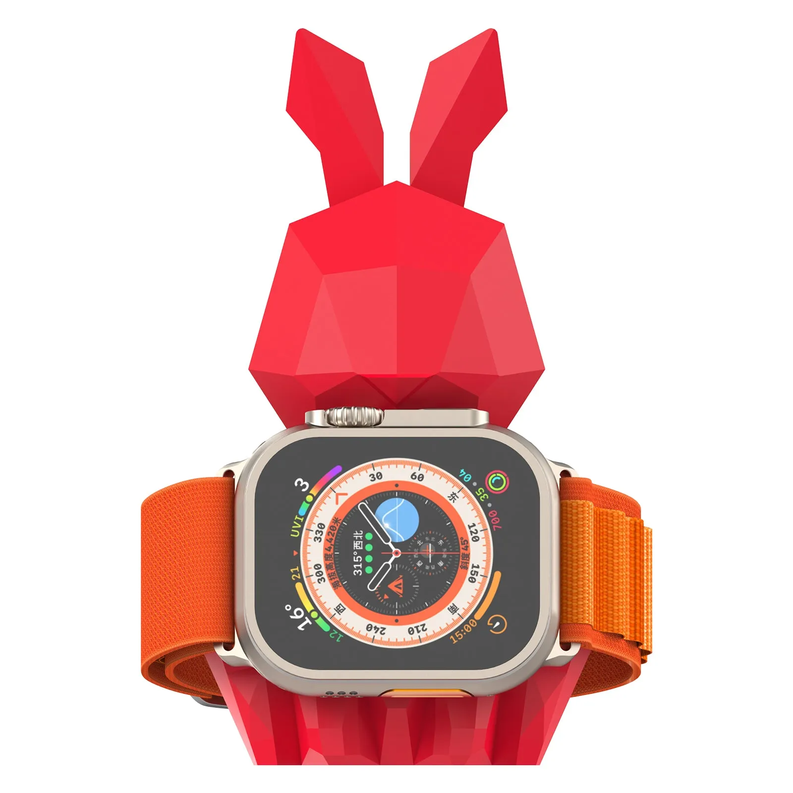 Geometric Rabbit Design Charger Stand for Apple Watch - Compatible with iWatch Series 1-8 / 38mm-45mm, Supports Night Stand Mode