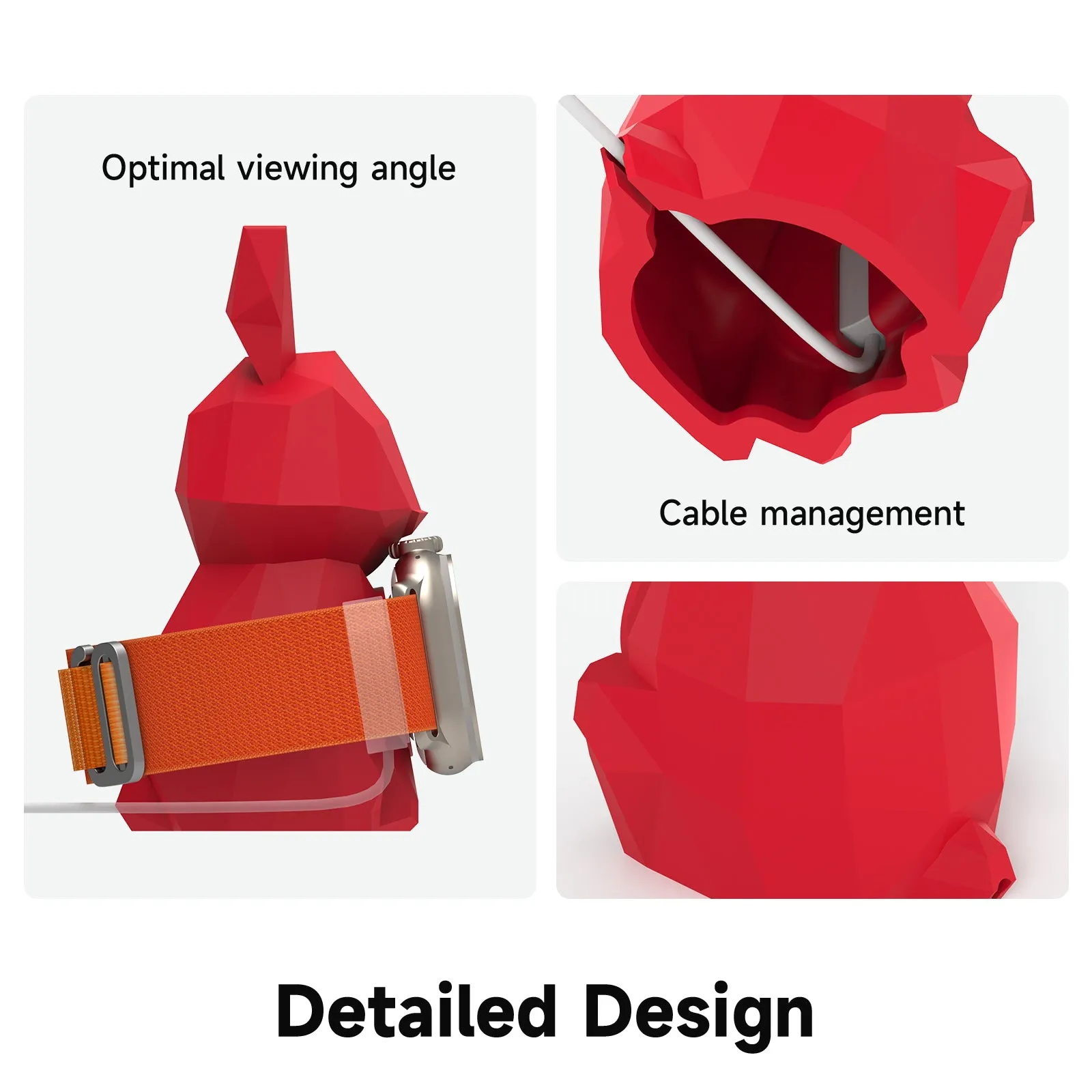 Geometric Rabbit Design Charger Stand for Apple Watch - Compatible with iWatch Series 1-8 / 38mm-45mm, Supports Night Stand Mode