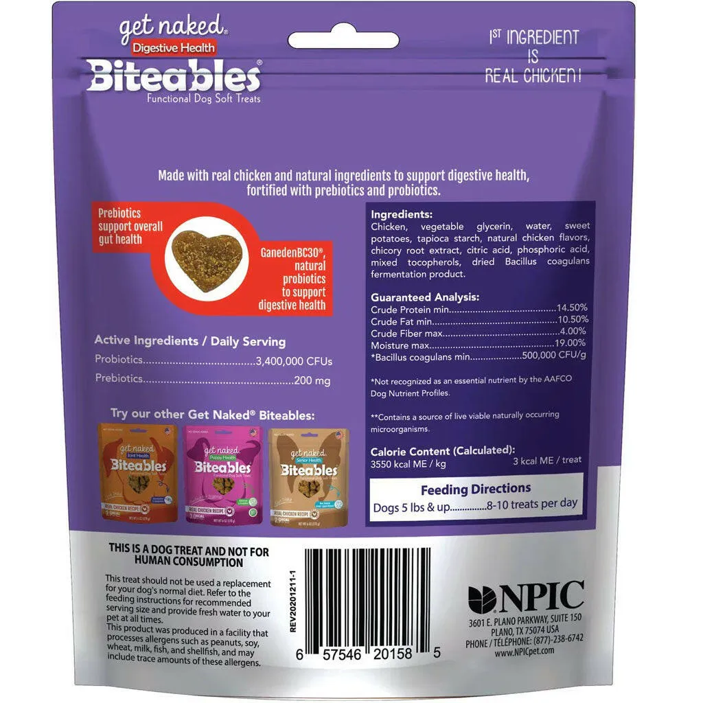 Get Naked Biteables Functional Digestive Health Real Chicken Recipe Dog Treats, 6-oz bag