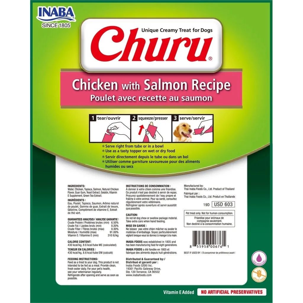 Inaba Churu Puree Chicken with Salmon Dog Treat 160g x 6***