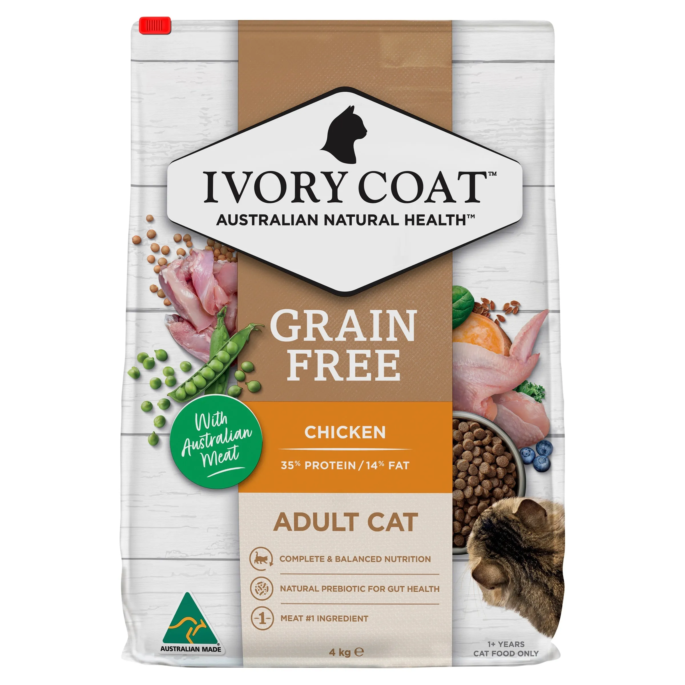 Ivory Coat Grain Free Chicken Adult Cat Dry Food 4kg^^^