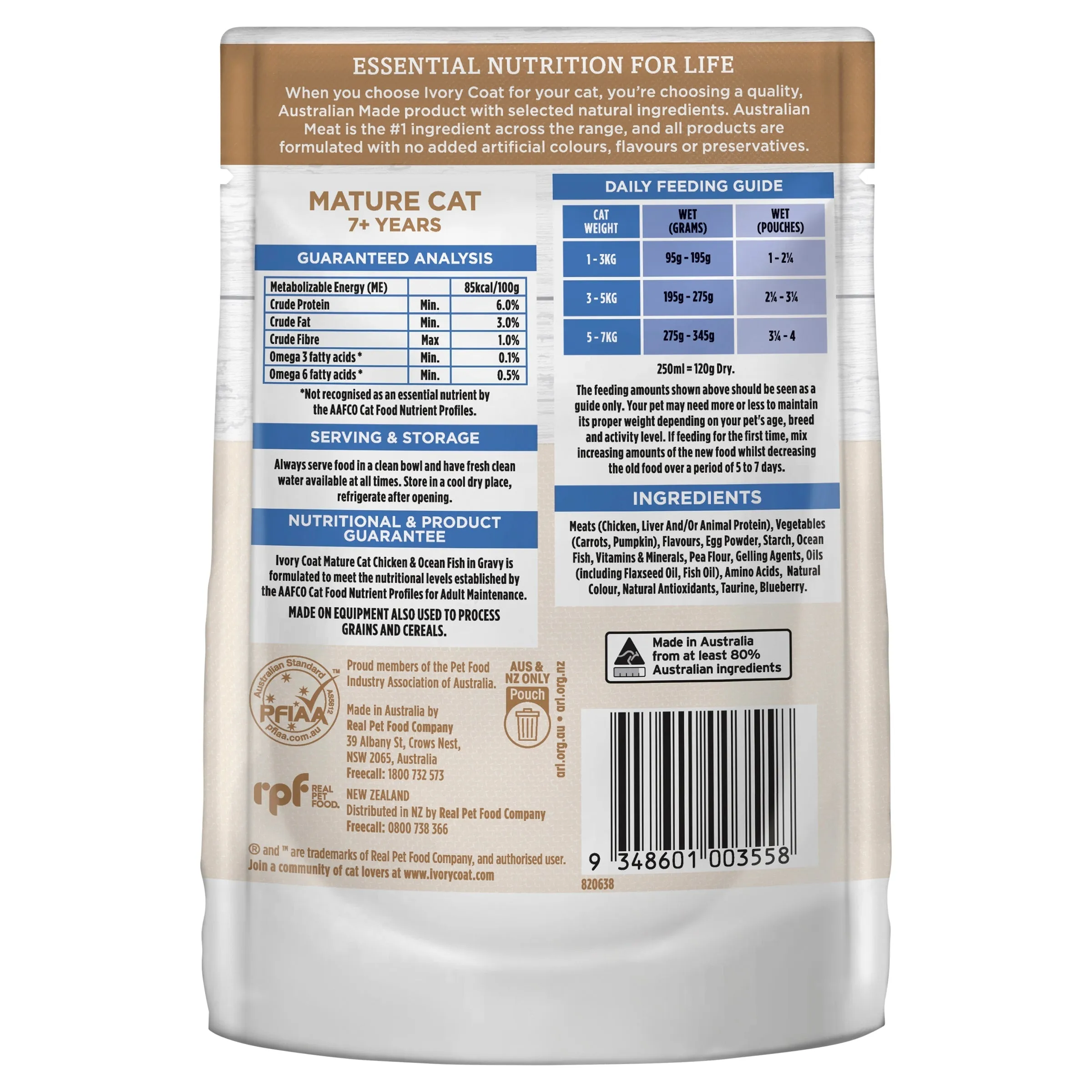Ivory Coat Grain Free Chicken and Ocean Fish in Gravy Mature Cat Wet Food 85g x 12^^^