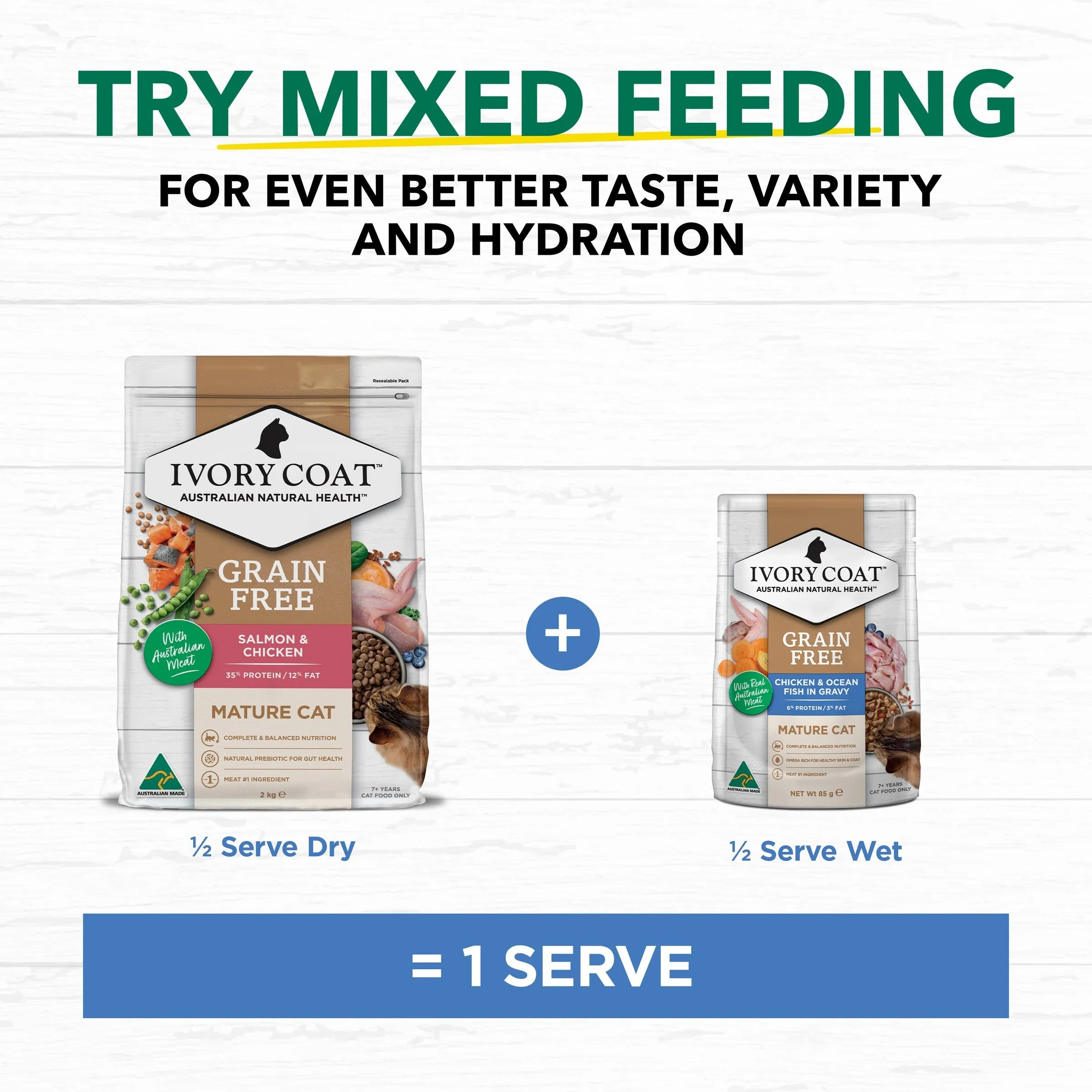Ivory Coat Grain Free Chicken and Ocean Fish in Gravy Mature Cat Wet Food 85g x 12^^^