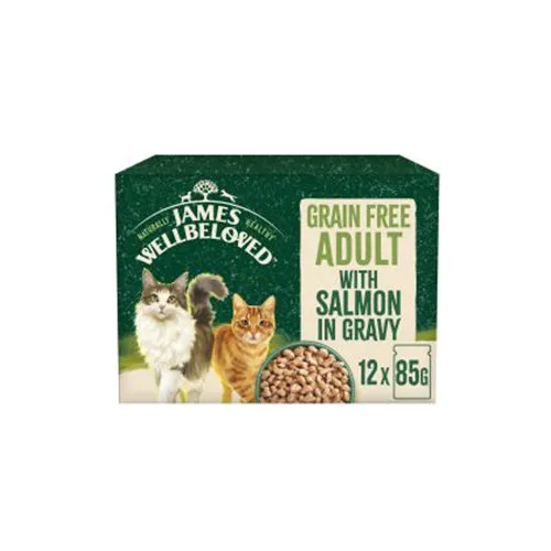 James Wellbeloved Adult Grain Free Salmon in Gravy 12x85g Wet Cat Food
