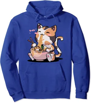 Kawaii Neko Cat Ramen Bowl Anime Otaku Japanese Noodles Pullover Hoodie