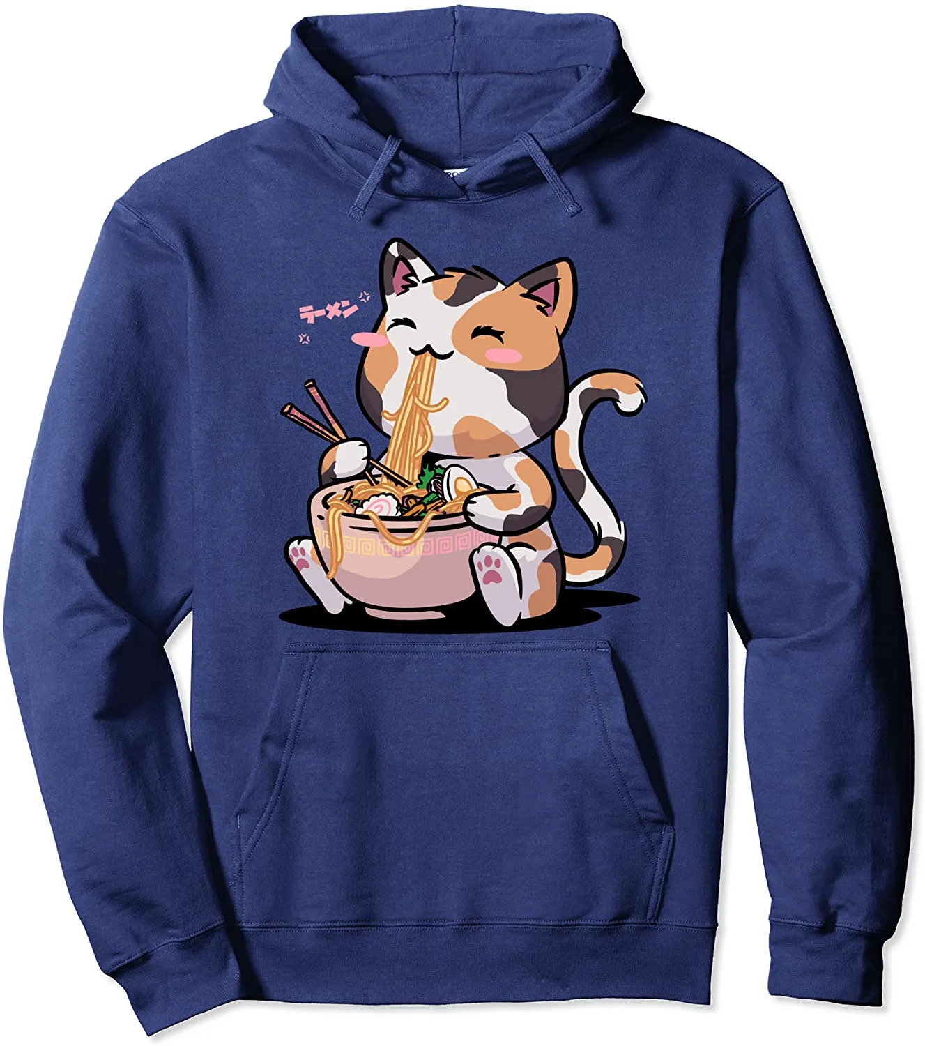 Kawaii Neko Cat Ramen Bowl Anime Otaku Japanese Noodles Pullover Hoodie