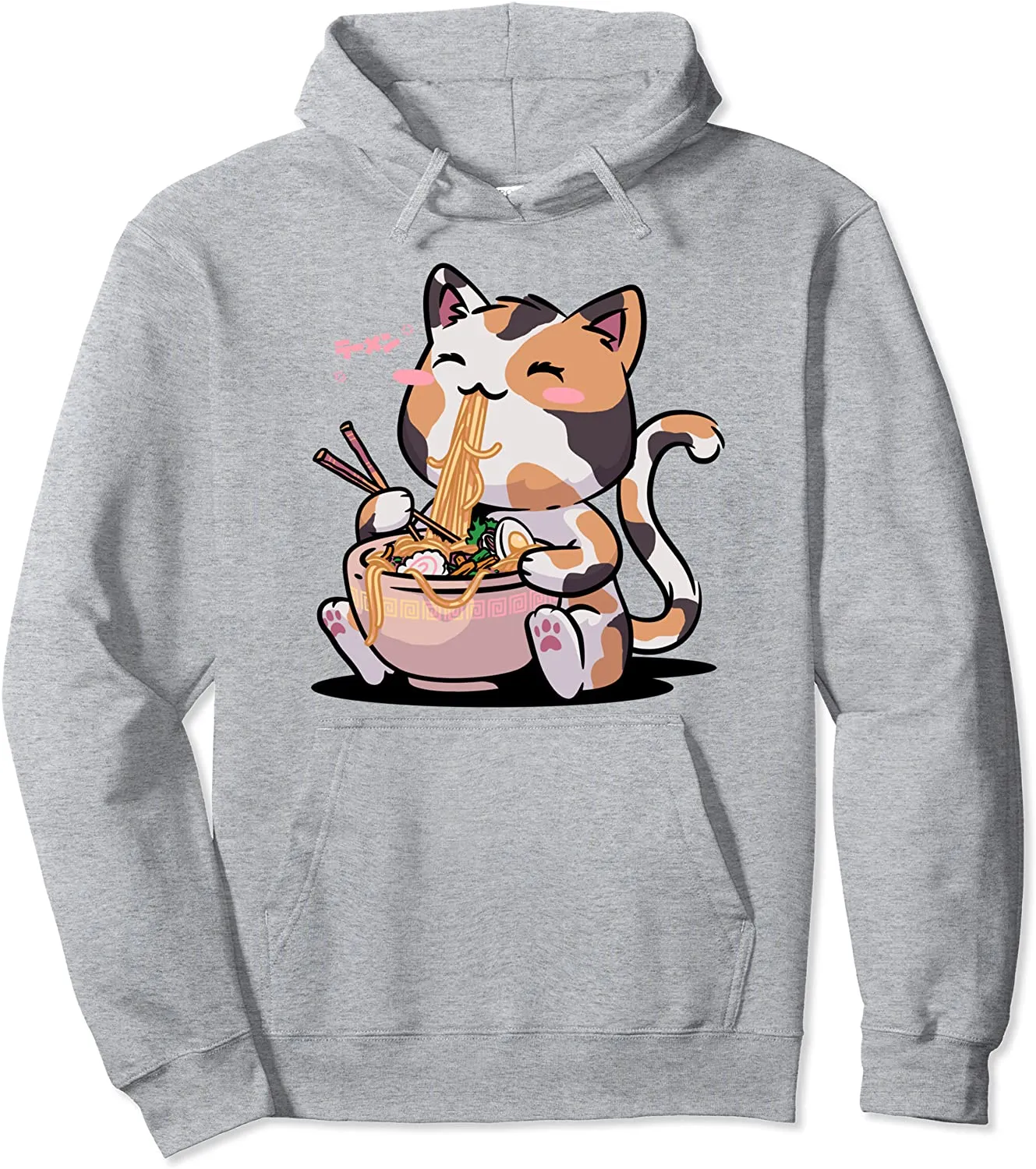 Kawaii Neko Cat Ramen Bowl Anime Otaku Japanese Noodles Pullover Hoodie