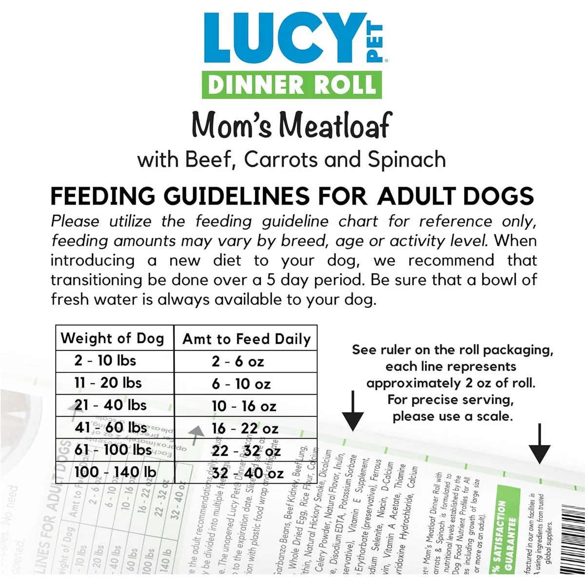 Lucy Pet Products Dinner Roll Mom's Meatloaf Beef Dog Food 4lb