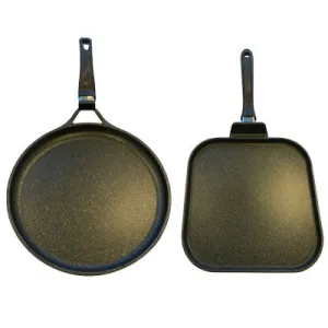 Neware Marble Griddle 2-PACK - Includes Round 12.6"(32cm) & Square griddles 11"(28cm) for ALL types of stoves/ JUEGO de 2 COMALES redondo y cuadrado para TODO tipo de ESTUFAS