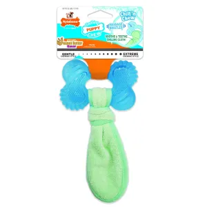 Nylabone Puppy Chew Freezer Dog Bone with Soothing Cloth Peanut Butter