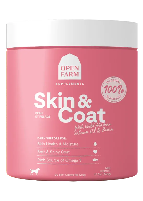 Open Farm Skin & Coat Supplement Chews For Dogs, 90-Count