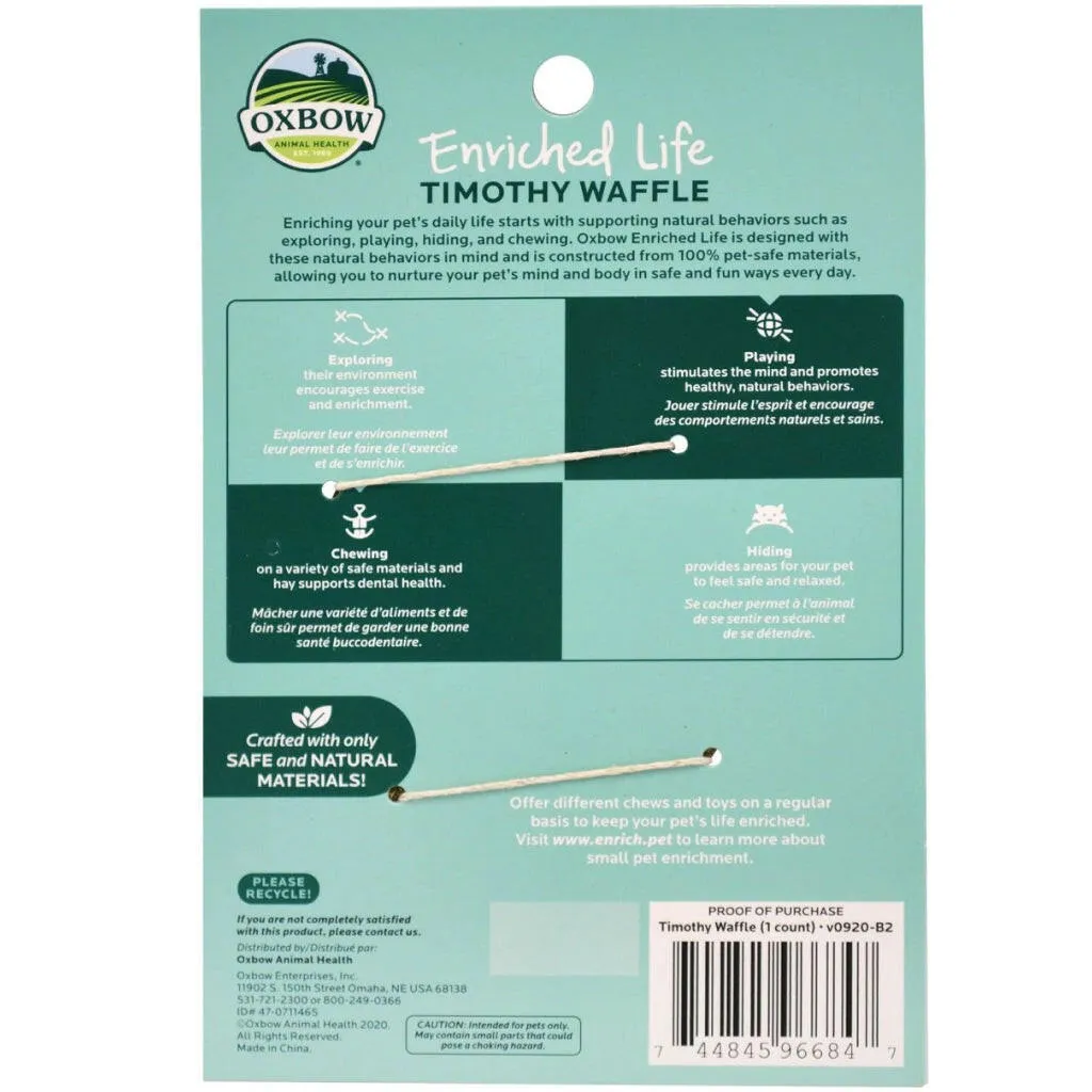 Oxbow Animal Health Enriched Life Timothy Waffle Small Animal Chew Toy
