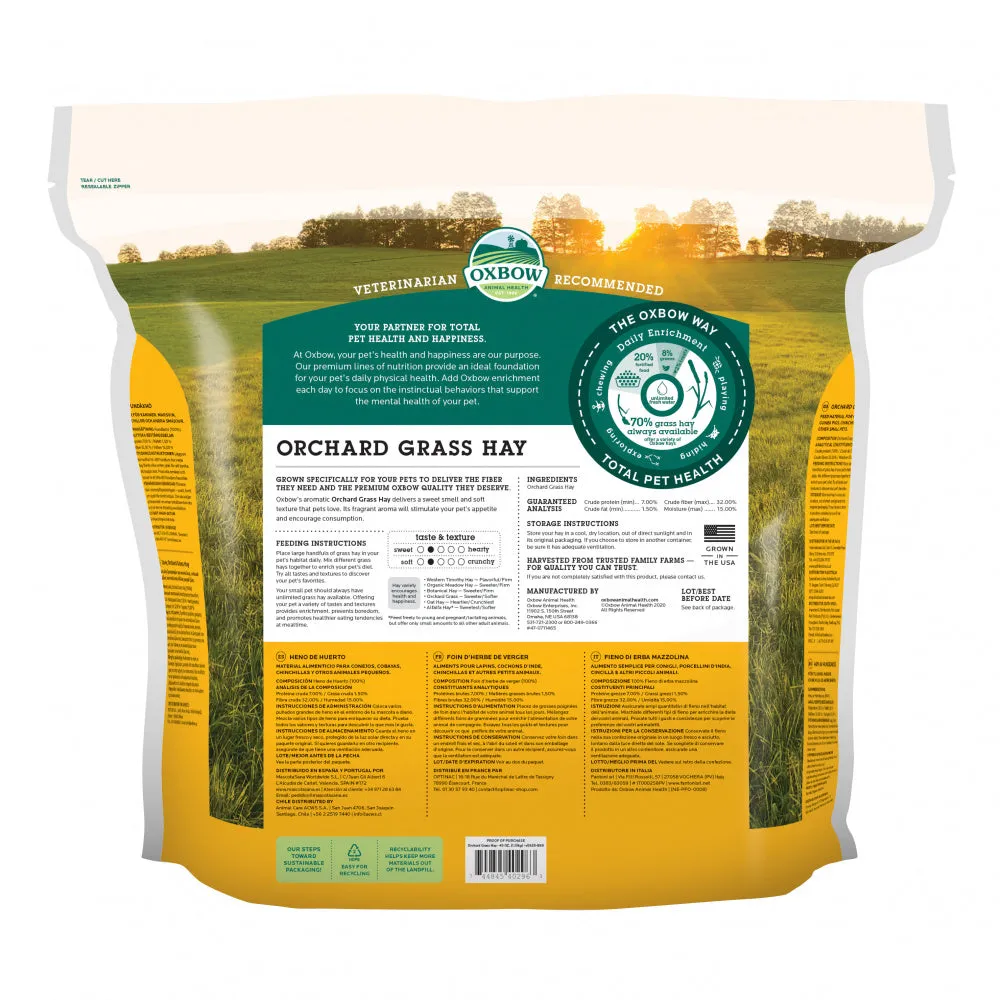 Oxbow Animal Health Orchard All Natural Grass Hay for Chinchillas Rabbits Guinea Pigs Hamsters & Gerbils