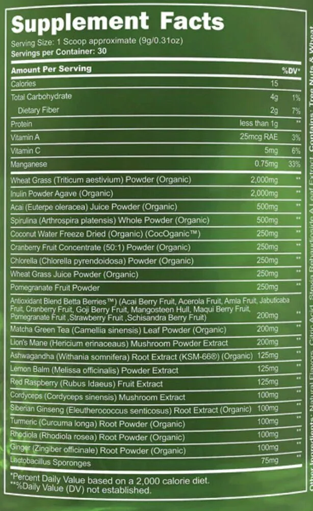PandaSupps- Natural Superfoods- GREENS-GreenPineapple 30 Servings