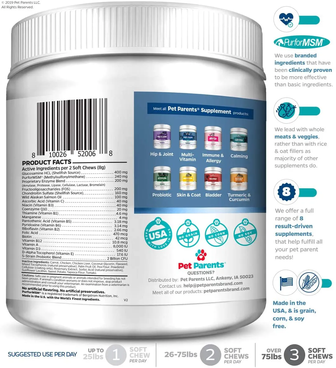 Pet Parents USA Dog Multivitamin 4g 90c- Omega 3 For Dogs   Glucosamine for Dogs   Dog Probiotics   MSM for Dogs, Multivitamin for Dogs, Dog Vitamins   Dog Immunity, Vitamins For Dogs & Puppy Vitamins