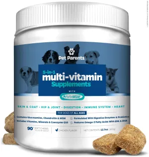 Pet Parents USA Dog Multivitamin 4g 90c- Omega 3 For Dogs   Glucosamine for Dogs   Dog Probiotics   MSM for Dogs, Multivitamin for Dogs, Dog Vitamins   Dog Immunity, Vitamins For Dogs & Puppy Vitamins