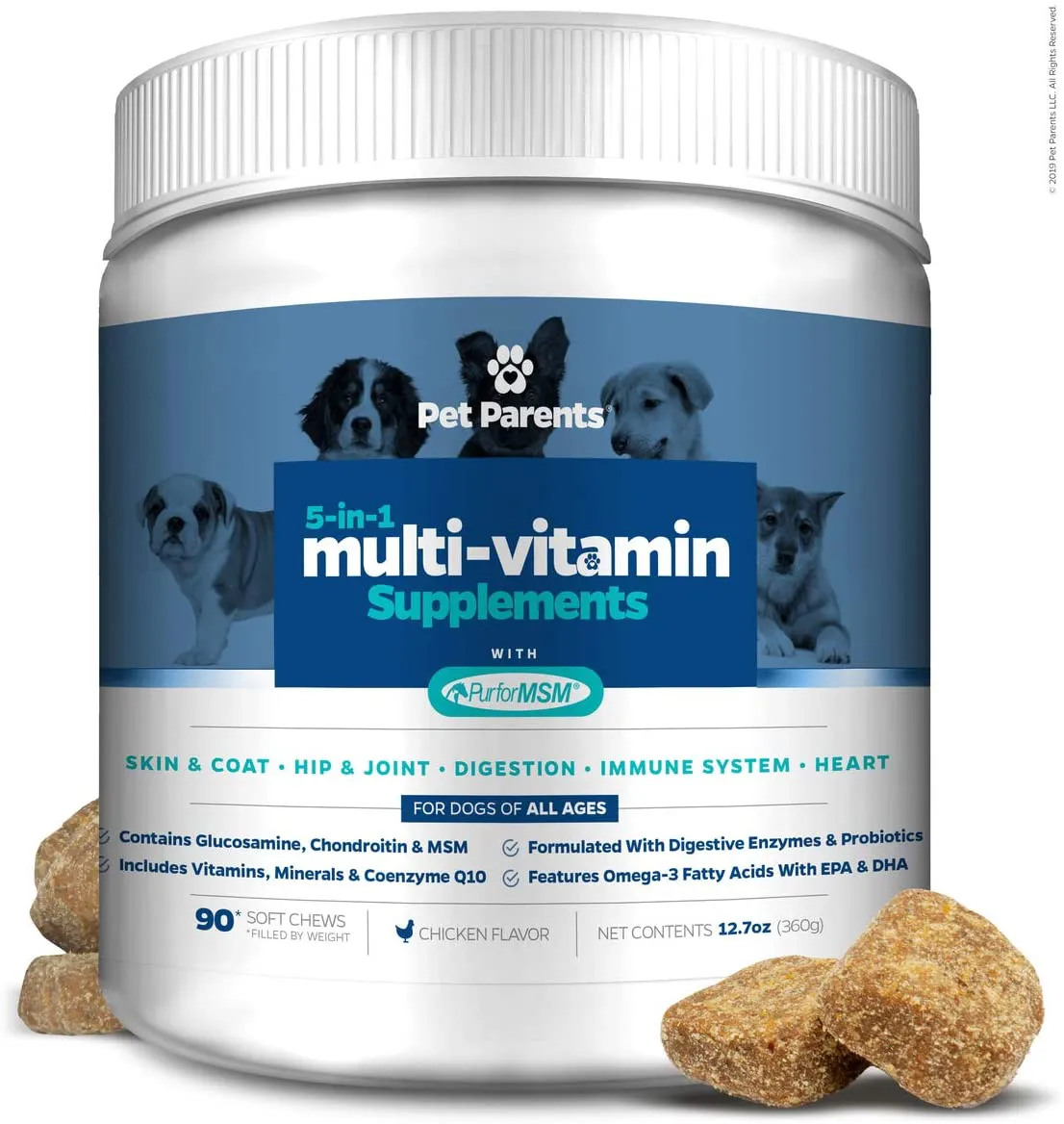 Pet Parents USA Dog Multivitamin 4g 90c- Omega 3 For Dogs   Glucosamine for Dogs   Dog Probiotics   MSM for Dogs, Multivitamin for Dogs, Dog Vitamins   Dog Immunity, Vitamins For Dogs & Puppy Vitamins