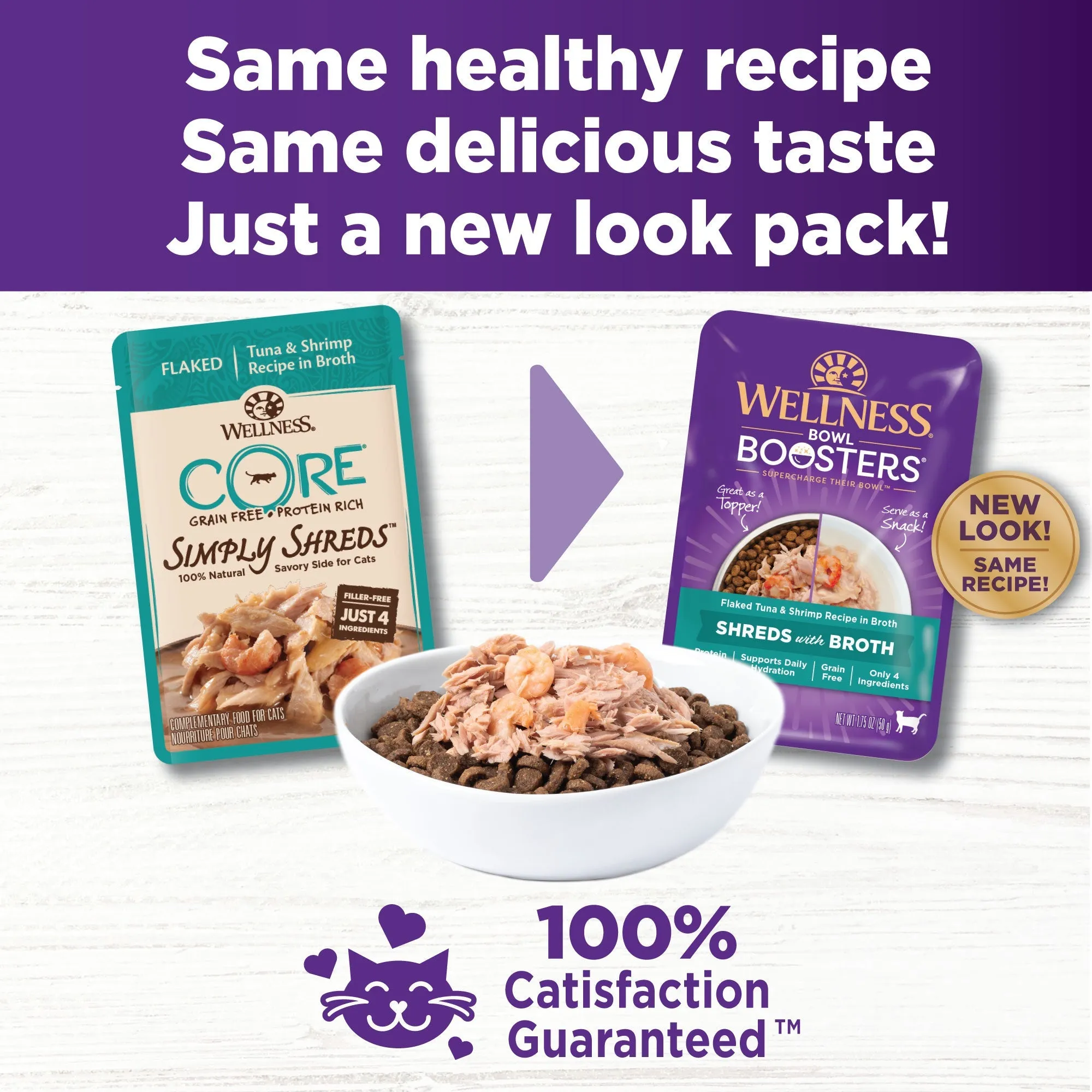 Wellness CORE Simply Shreds Flaked Tuna and Shrimp Recipe Wet Cat Food 50g x 12