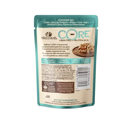 Wellness CORE Simply Shreds Flaked Tuna and Shrimp Recipe Wet Cat Food 50g x 12