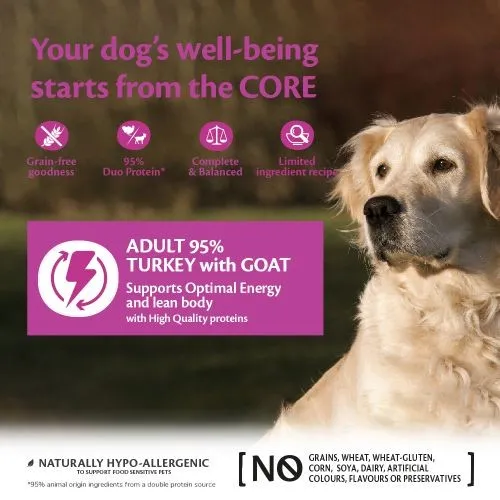 Wellness Core Wet Dog Food Can with 95% Turkey and Goat with Sweet Potato 6 x 400g