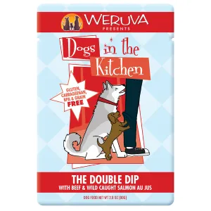 Weruva Dogs in the Kitchen The Double Dip with Beef & Wild Caught Salmon Au Jus Grain-Free Dog Food Pouches, 2.8-oz