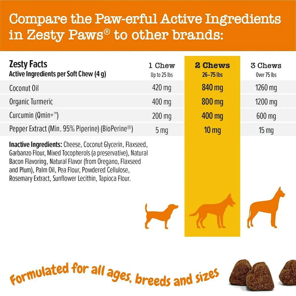 Zesty Paws Turmeric Curcumin Bites Duck Flavored Chews for Dog (90 ct)